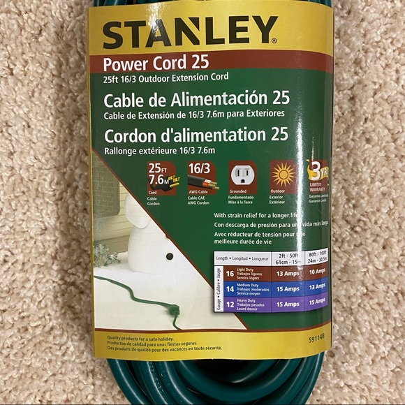 25ft Green Extension Cord (one plug) - Picture 2 of 6
